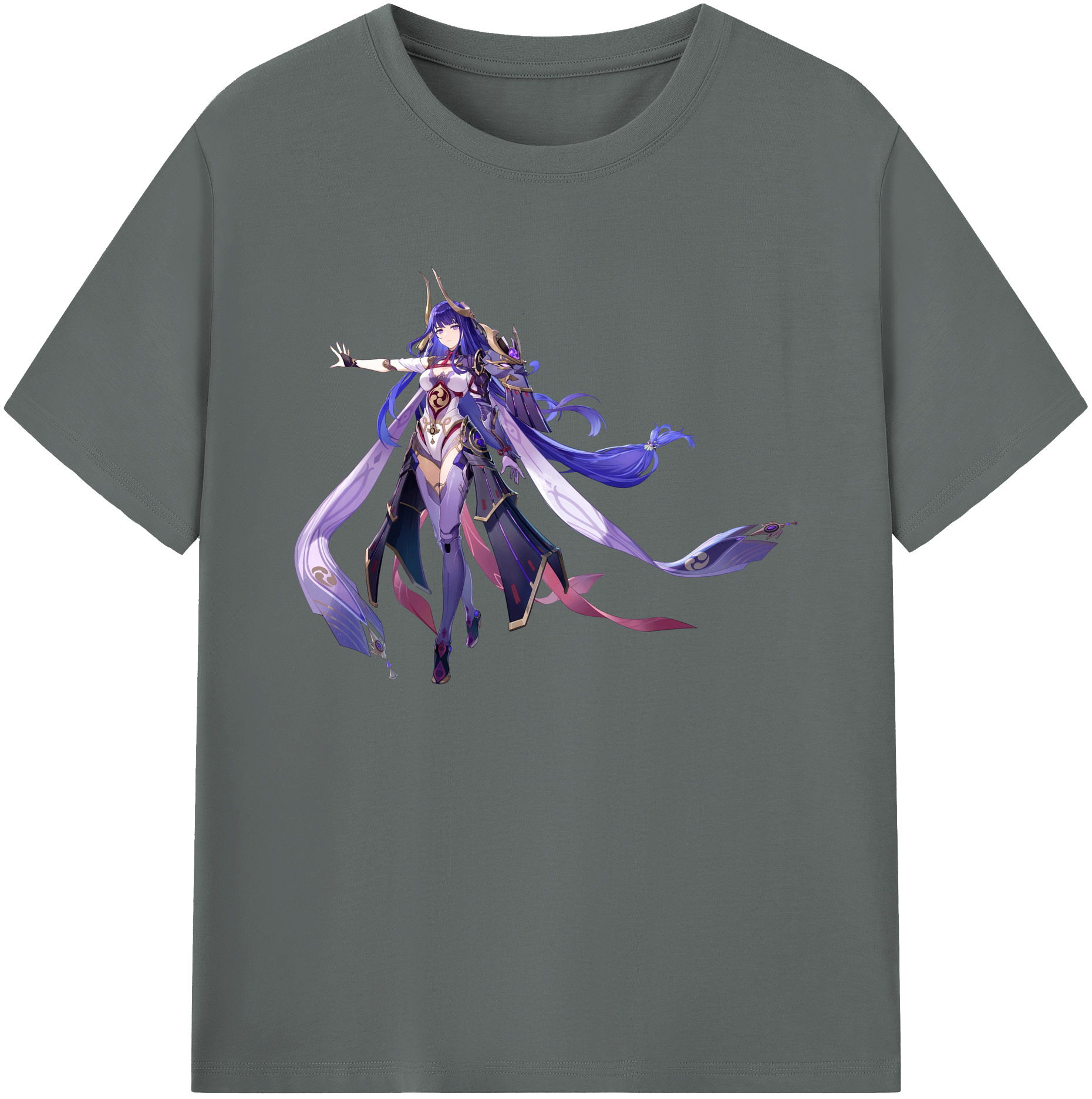 げんし神 雷電将軍 らいでんしょうぐん genshin Raiden Shogun 綿100％ メンズ半袖Tシャツ｜肌触りやわらか＆通気性